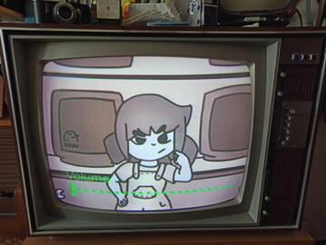 Constanze repairing the TV ft. WaifuTV